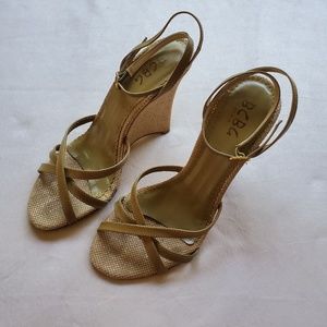 5/$25 BCBG Criss Cross Strappy Canvas Wedge